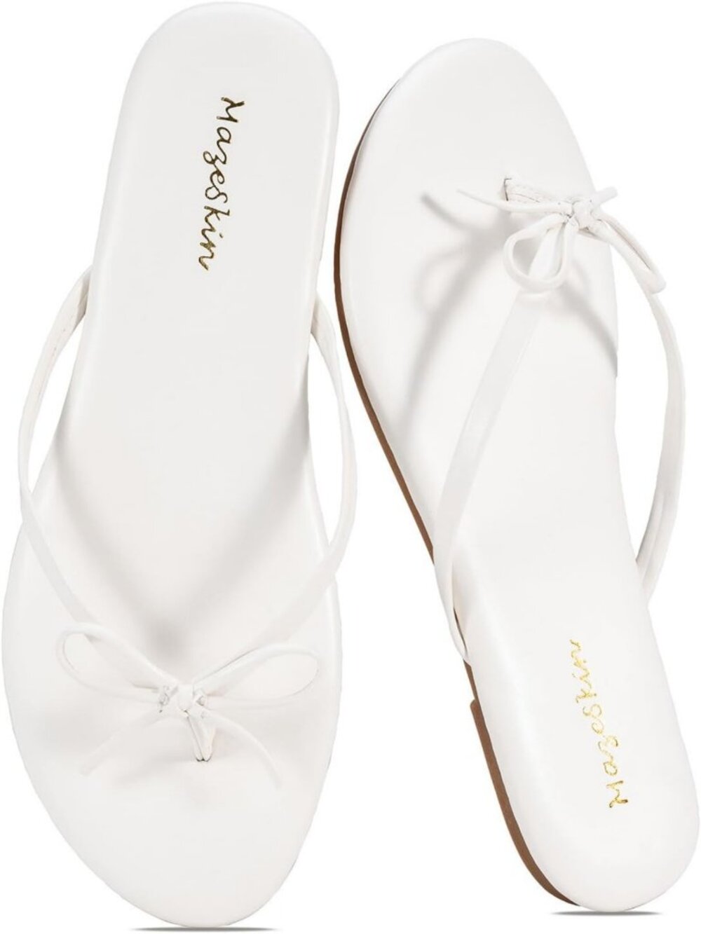 Comfortable Women's Bow Flip Flops - Memory Foam Thong Sandals for Summer